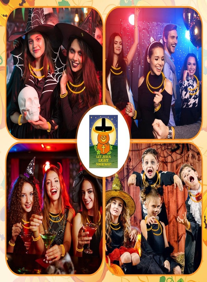 مجموعة MiniInflat المكونة من 15 عصا مضيئة مسيحية للهالوين مع بطاقة هدية عليها آية من الكتاب المقدس، تتضمن 15 قطعة من بطاقات هدايا اليقطين الدينية و15 قطعة من العصي المضيئة البرتقالية في الظلام للفصول الدراسية ومدارس الأحد - Image 3